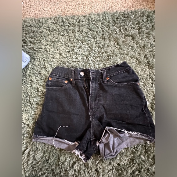 Levi High Waisted Shortie Black Shorts - Picture 1 of 2